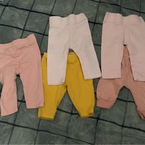 💚 4/$20 💚 0-3 months set of 5 pants, girls, pink and yellow